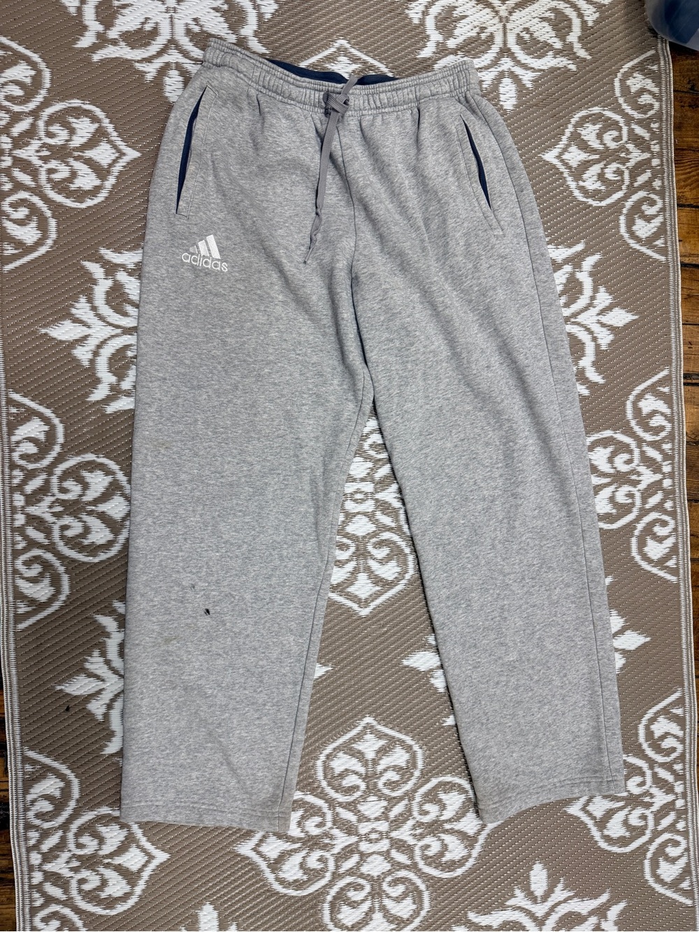adidas Light Gray Men's Fleece Joggers with Drawstring